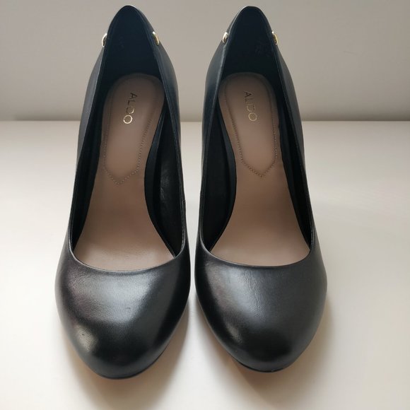 NWT Aldo Lahren Black Leather Heels - Picture 4 of 9